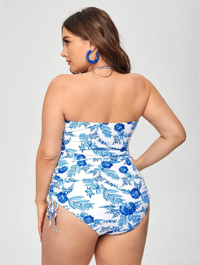 Bañador plus size con estampado azul-Diabolique.es