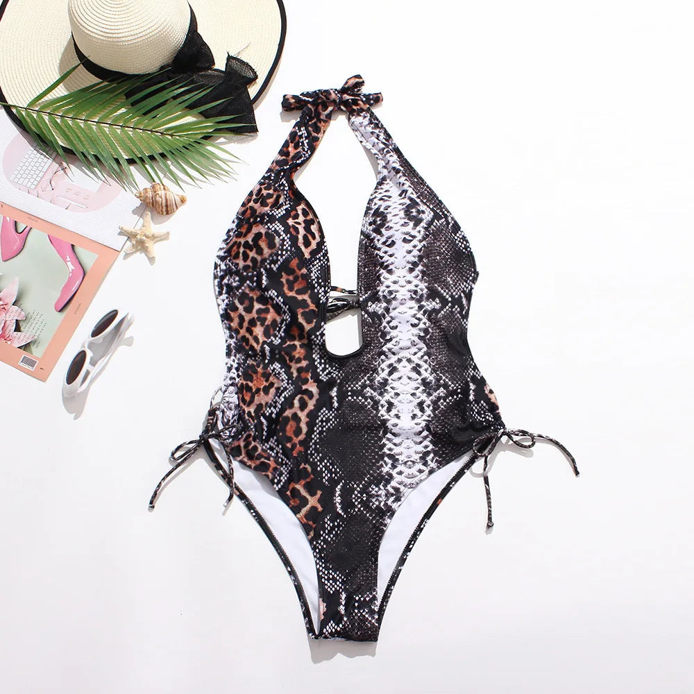 Bañador plus size con estampado de piel de serpiente-Diabolique.es