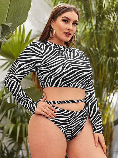 Biquini plus size con estampado de cebra-Diabolique.es