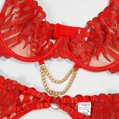 Conjunto de lencería de encaje rojo Mallory-Diabolique.es