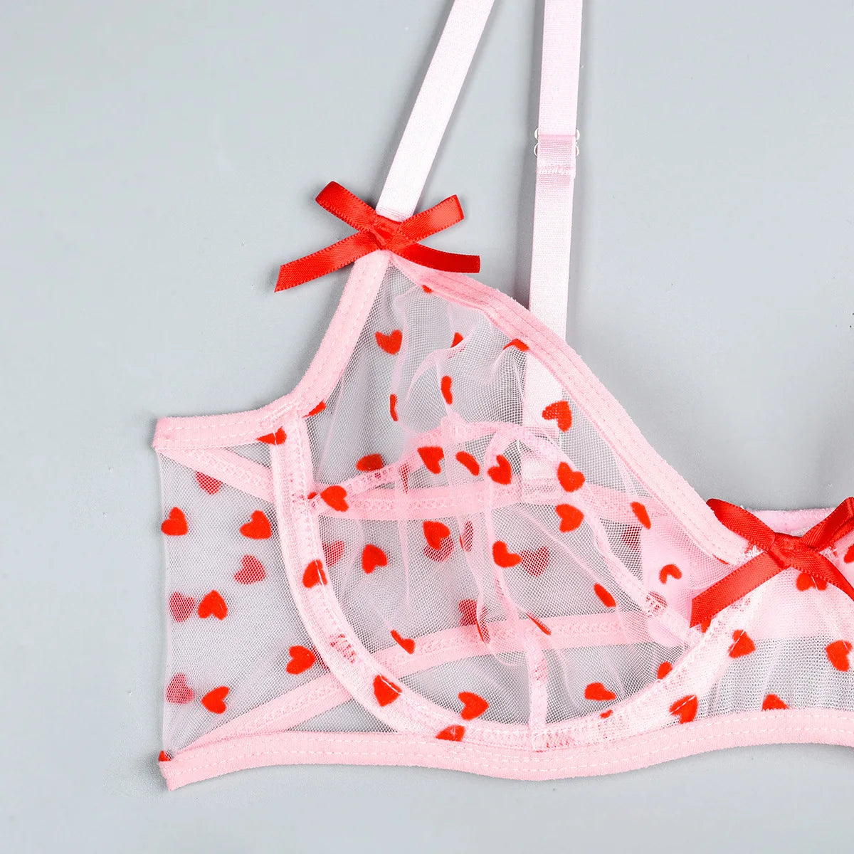 Conjunto de malla con estampado de corazoncitos Trina-Diabolique.es