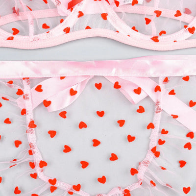 Conjunto de malla con estampado de corazoncitos Trina-Diabolique.es