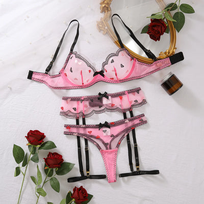 Ensemble de lingerie brodée Garden Heart