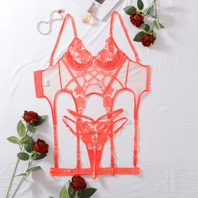 Conjunto de lingerie de renda e malha Elodie