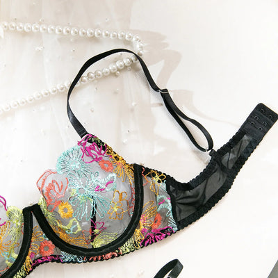 Ensemble de lingerie en dentelle multicolore