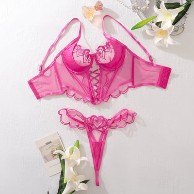 Conjunto de lingerie de renda com babados Maeve