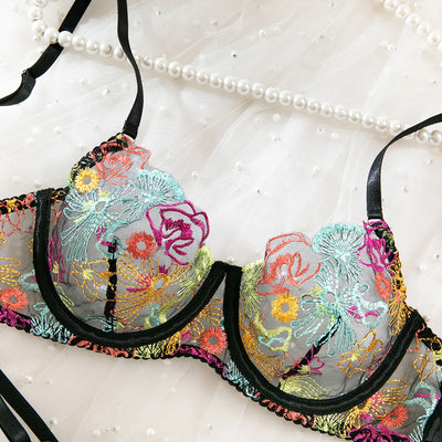 Ensemble de lingerie en dentelle multicolore