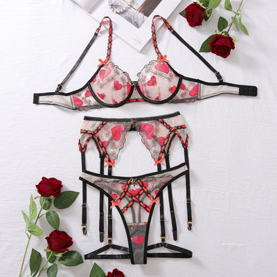 Ensemble de lingerie Jessica avec bordure en dentelle et nœud