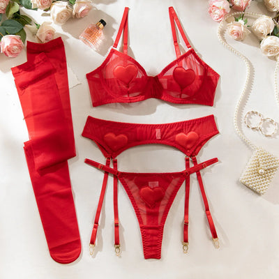 Conjunto de lingerie com estampa de coração Brittany