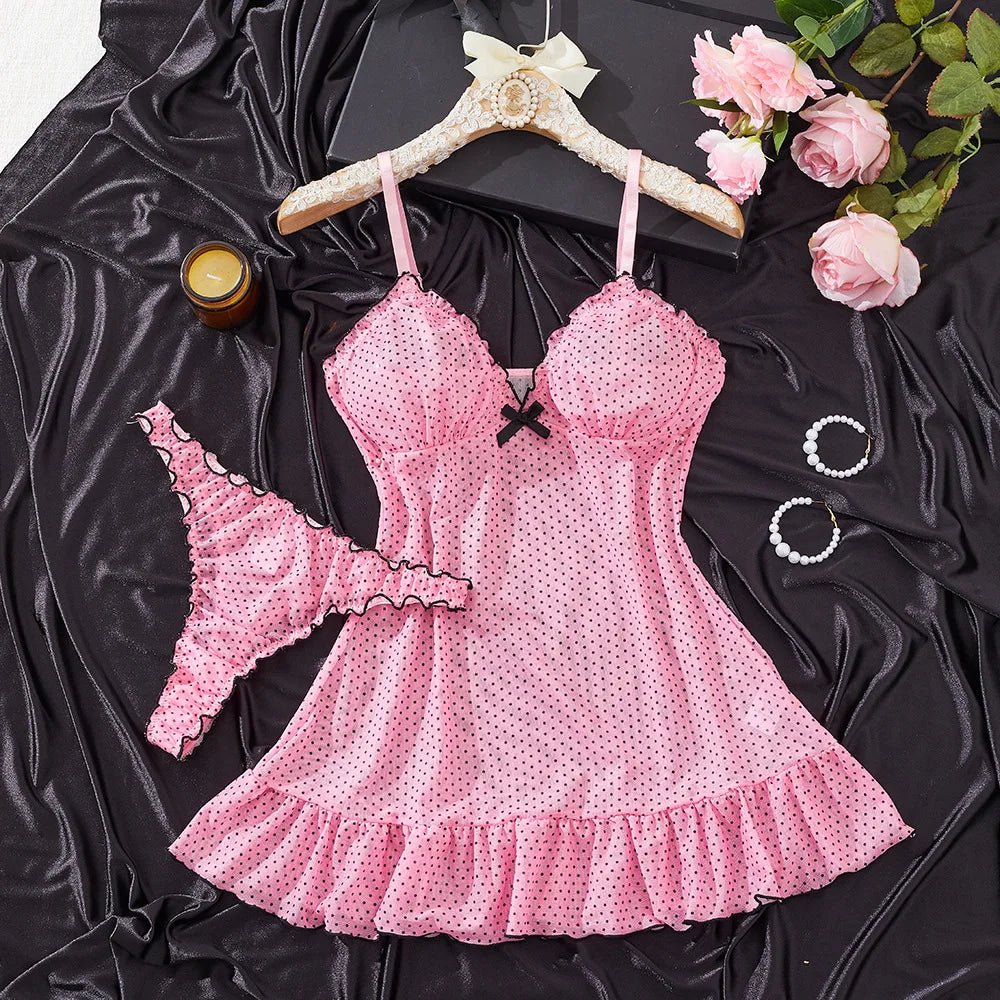 Babydoll de malha com estampa de bolinhas