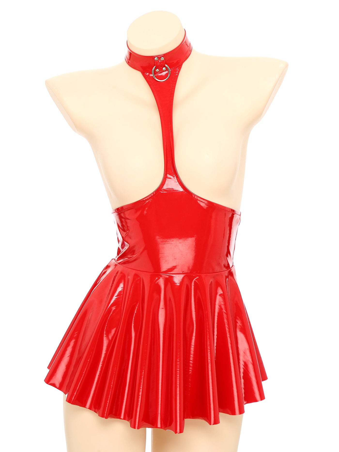 Robe en latex avec décolleté et tour de cou