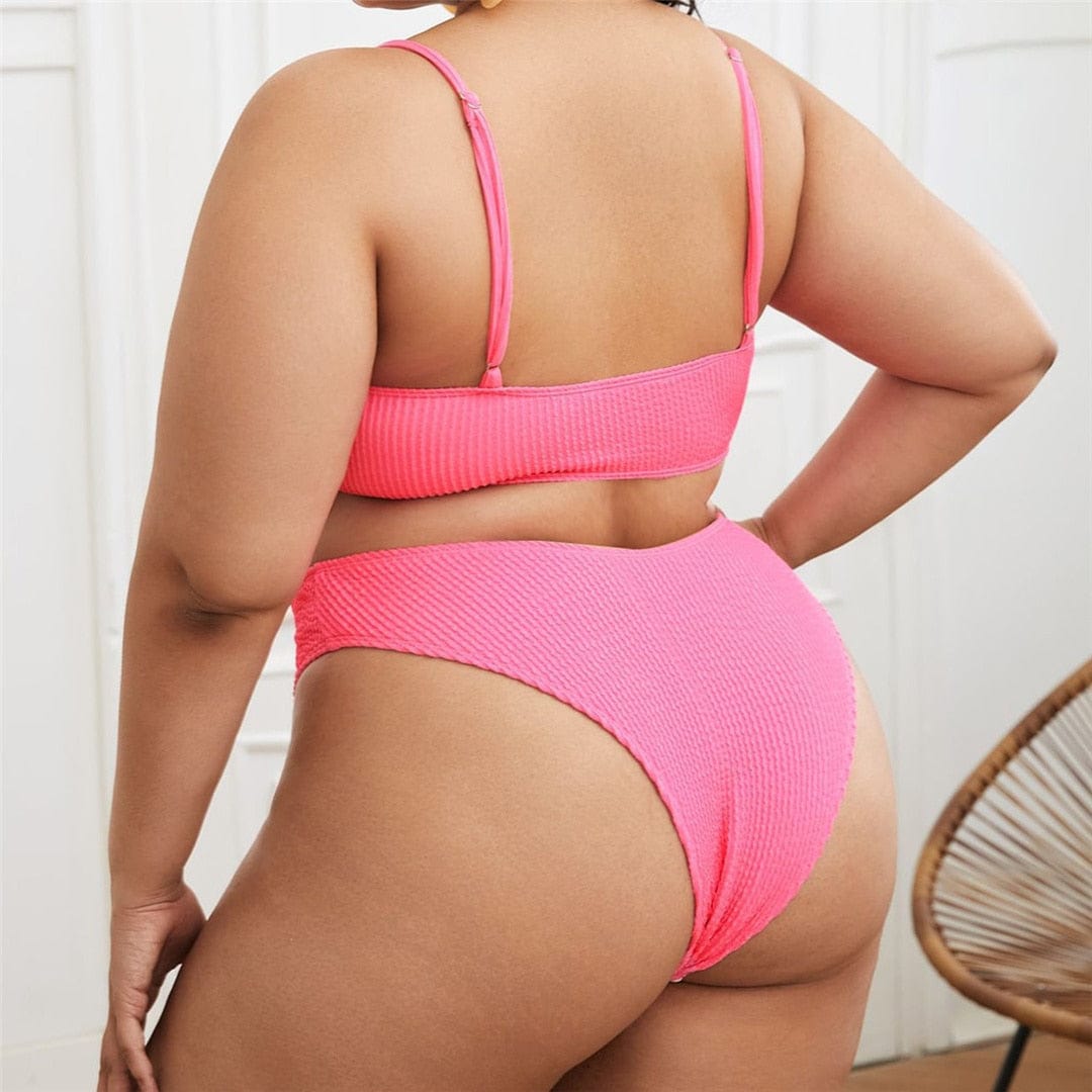 Biquini rosa plus size con efecto arrugado-Diabolique.es