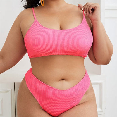 Biquini rosa plus size con efecto arrugado-Diabolique.es