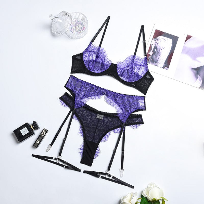 Conjunto de lencería morado Yvonne-Diabolique.es