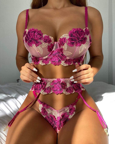 Conjunto de lencería rosa de encaje Nicole-Diabolique.es