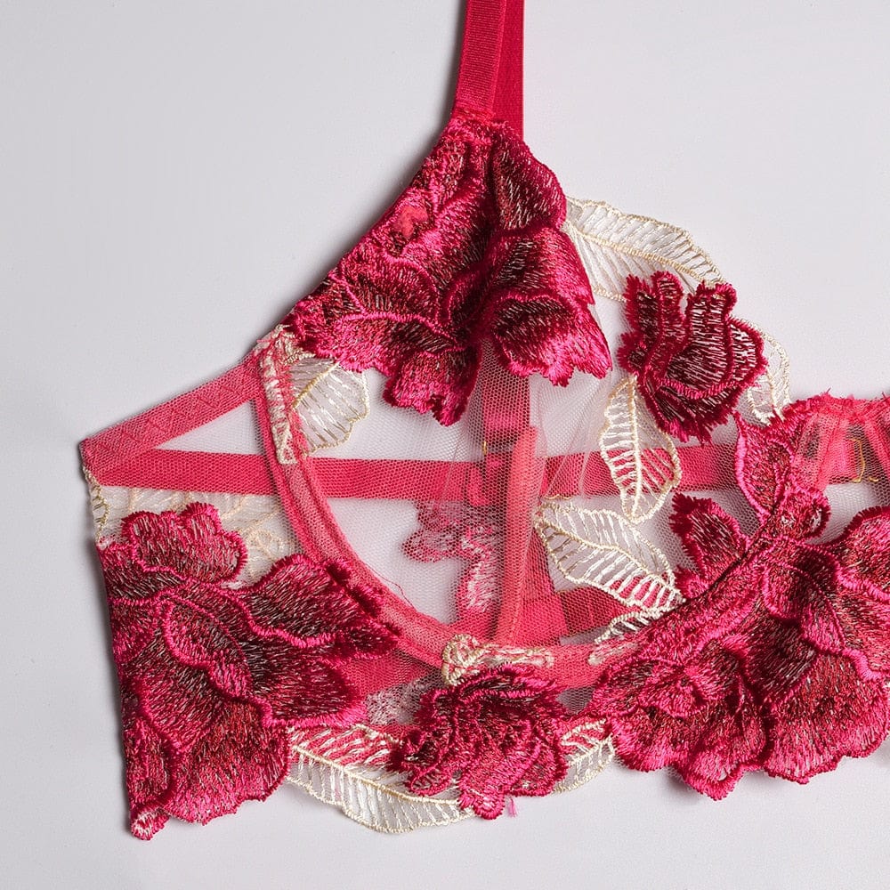 Conjunto de lencería rosa de encaje Nicole-Diabolique.es