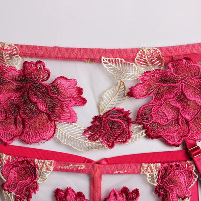 Conjunto de lencería rosa de encaje Nicole-Diabolique.es