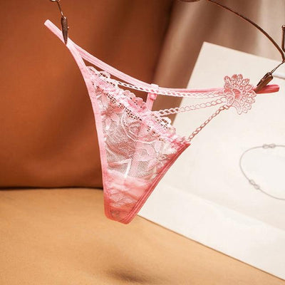 Tanga de encaje transparente con florecita-Diabolique.es